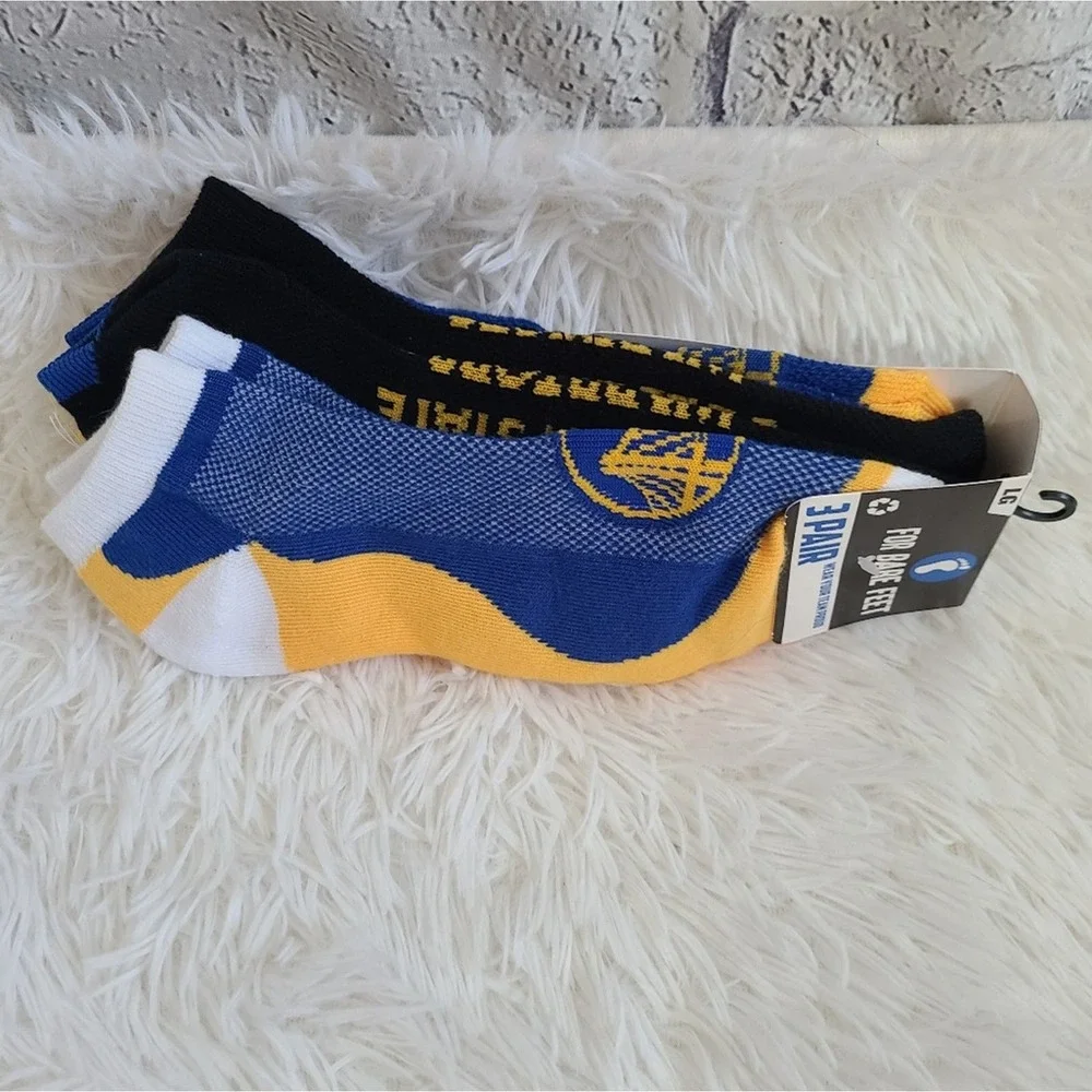 Golden State Warriors‎ 3 Pack Logo Ankle Socks NWT Size Large
